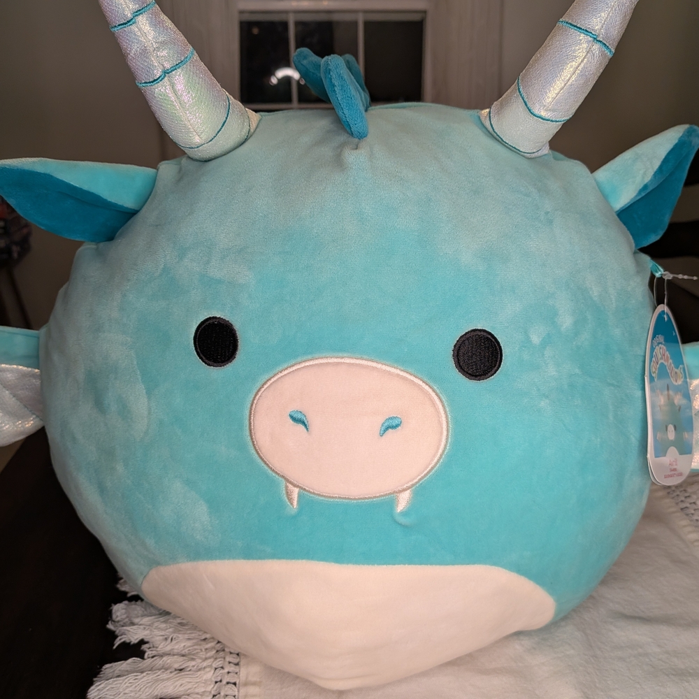 Squishmallow Blue Plush Dragon Pillow Avrill